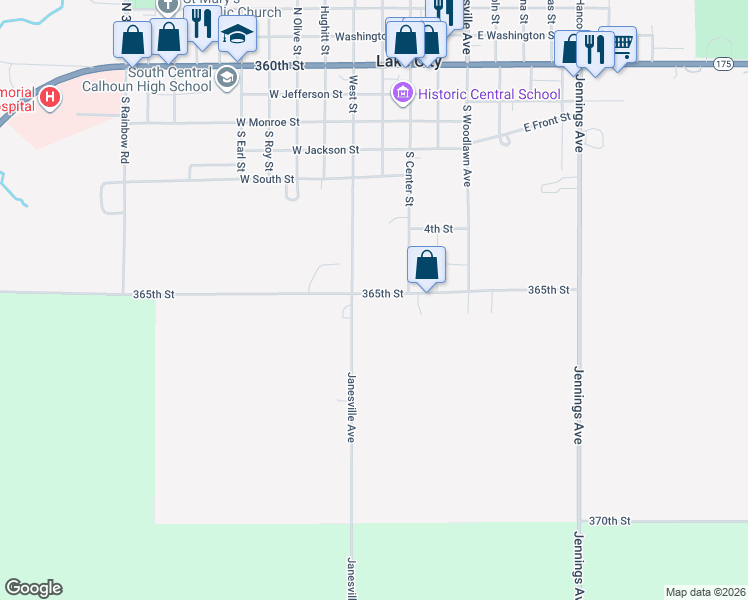 map of restaurants, bars, coffee shops, grocery stores, and more near 207 West 6th Street in Lake City