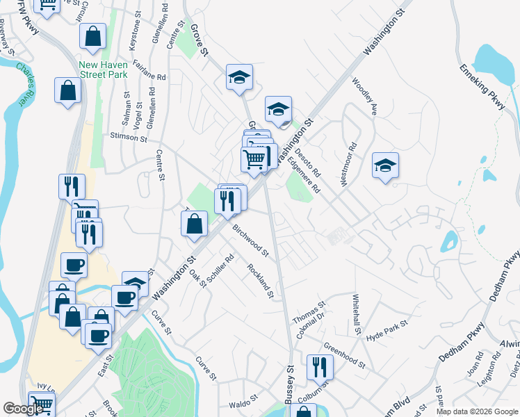 map of restaurants, bars, coffee shops, grocery stores, and more near 4 Stimson Street in Boston
