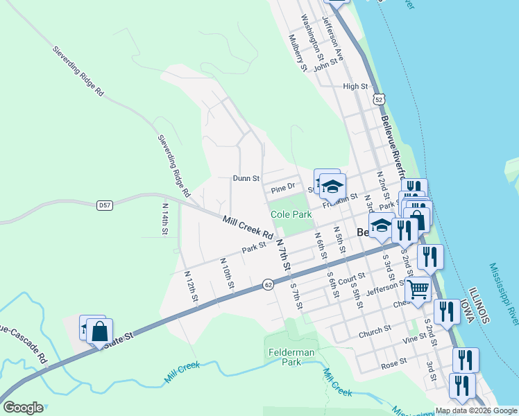 map of restaurants, bars, coffee shops, grocery stores, and more near 701-785 Mill Creek Road in Bellevue