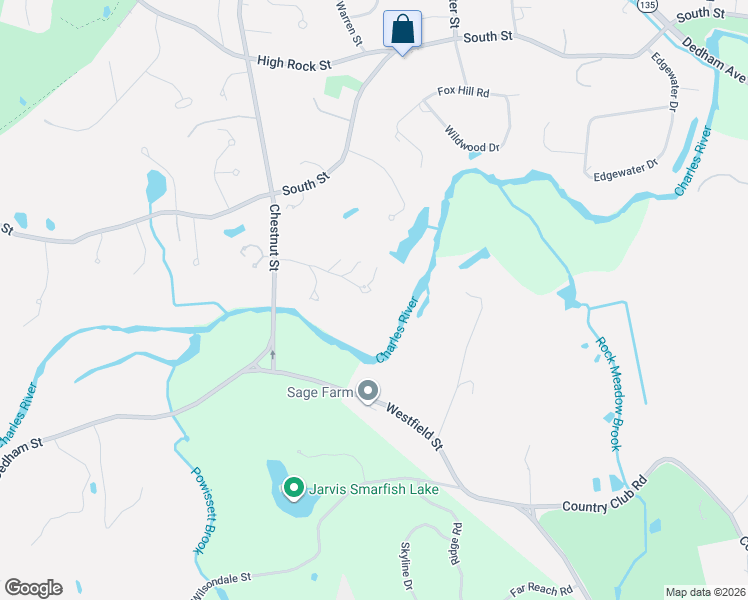 map of restaurants, bars, coffee shops, grocery stores, and more near 108 Heather Lane in Needham