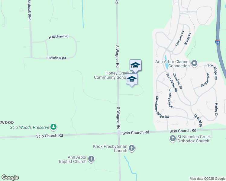 map of restaurants, bars, coffee shops, grocery stores, and more near 1700 South Wagner Road in Ann Arbor