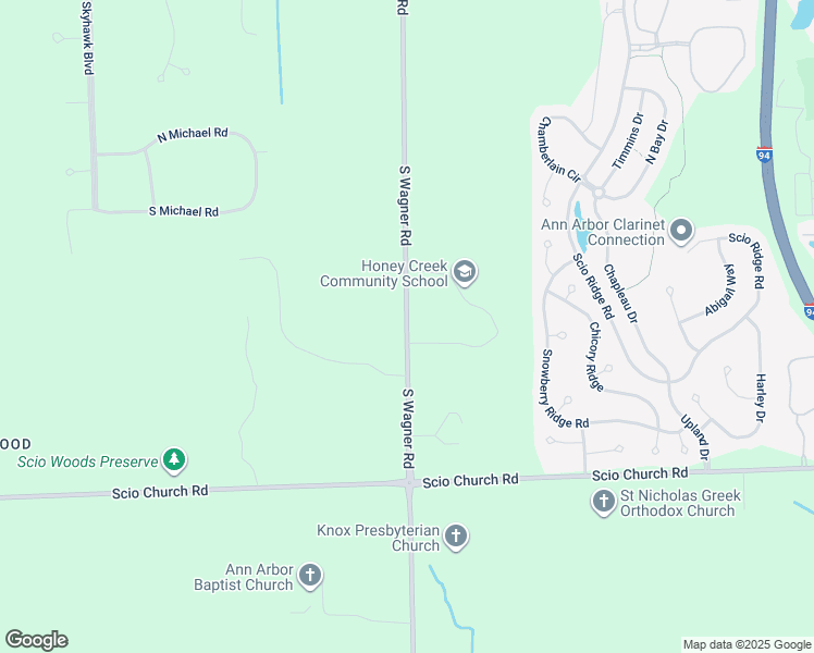 map of restaurants, bars, coffee shops, grocery stores, and more near 1735 South Wagner Road in Ann Arbor