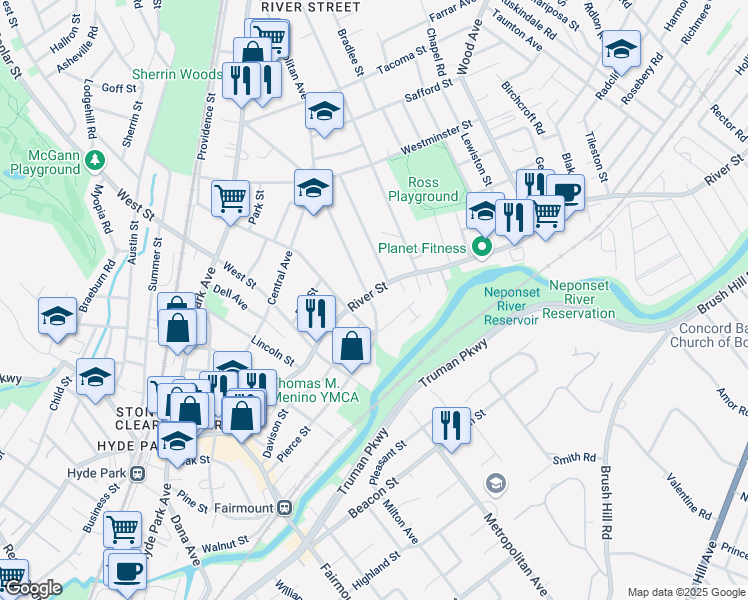 map of restaurants, bars, coffee shops, grocery stores, and more near in 