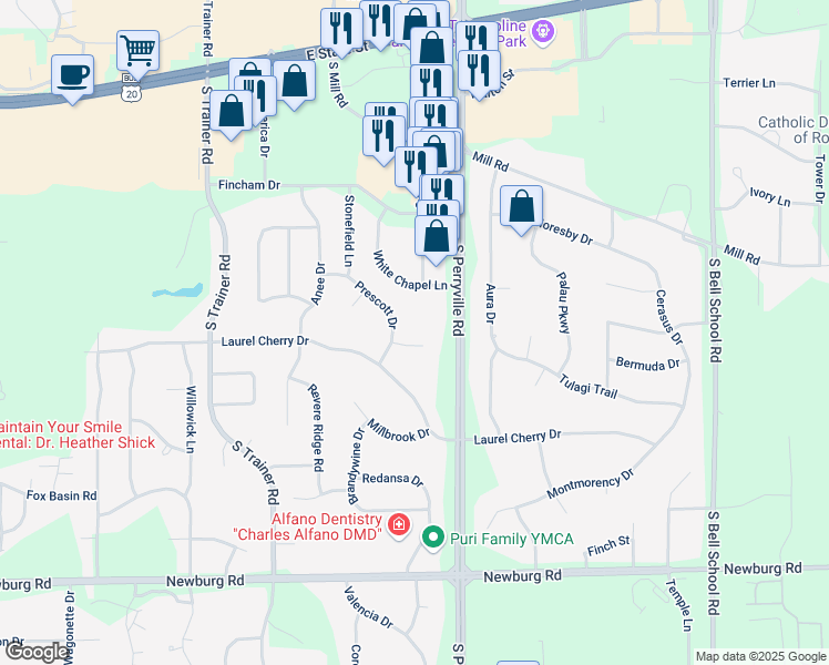 map of restaurants, bars, coffee shops, grocery stores, and more near 995 South Perryville Road in Rockford