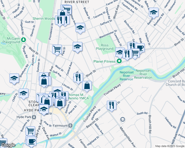 map of restaurants, bars, coffee shops, grocery stores, and more near in 