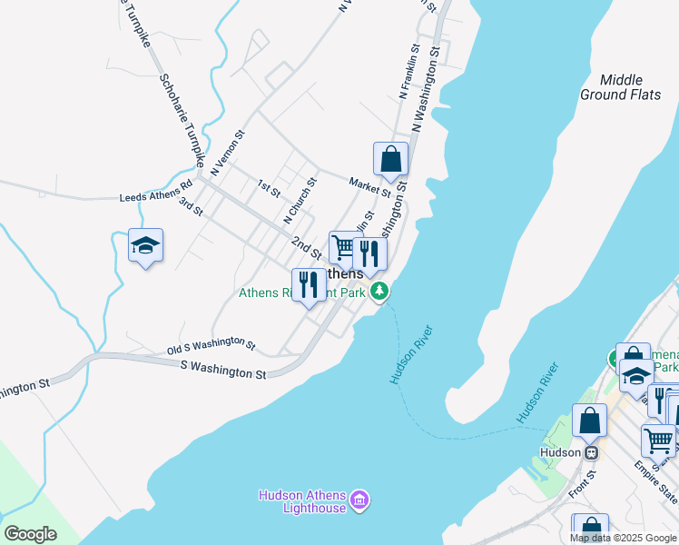 map of restaurants, bars, coffee shops, grocery stores, and more near 17 2nd Street in Athens