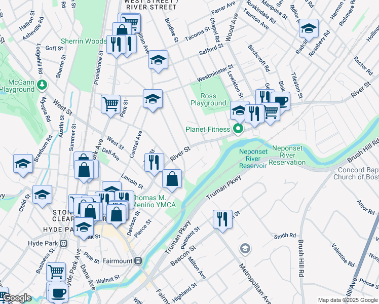 map of restaurants, bars, coffee shops, grocery stores, and more near in 