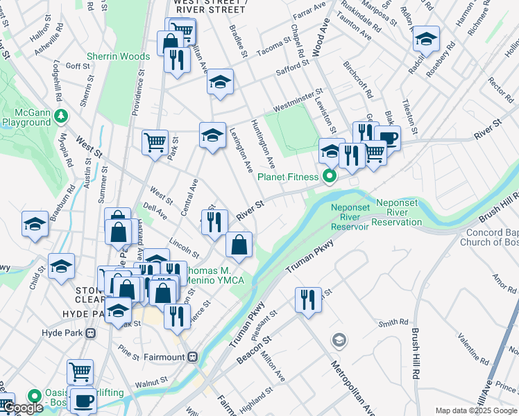 map of restaurants, bars, coffee shops, grocery stores, and more near in 