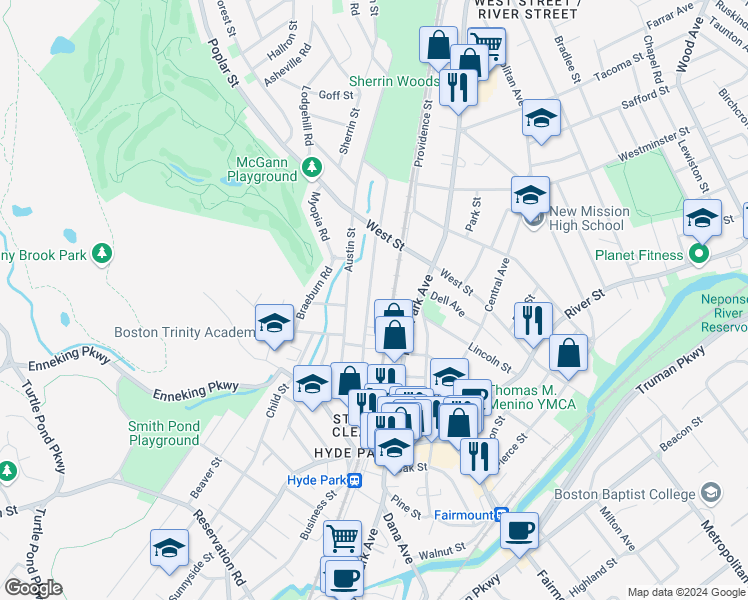 map of restaurants, bars, coffee shops, grocery stores, and more near 109 Summer Street in Boston
