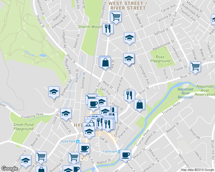 map of restaurants, bars, coffee shops, grocery stores, and more near 112 West Street in Boston