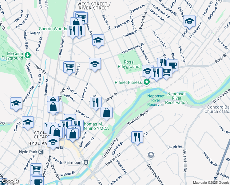 map of restaurants, bars, coffee shops, grocery stores, and more near in 