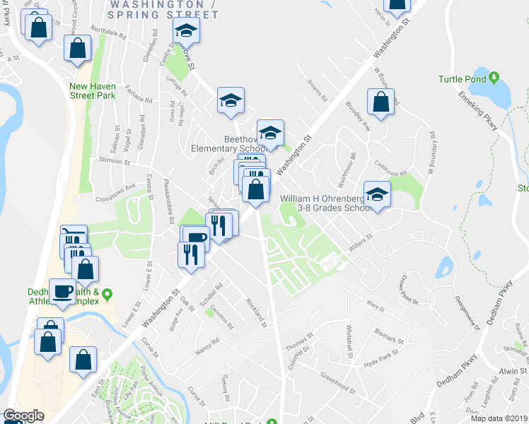 map of restaurants, bars, coffee shops, grocery stores, and more near in Boston