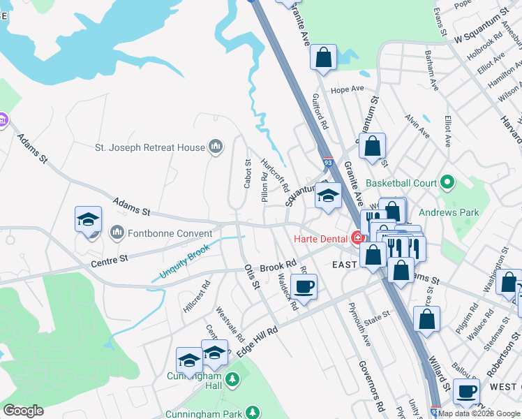 map of restaurants, bars, coffee shops, grocery stores, and more near 22 Pillon Road in Milton