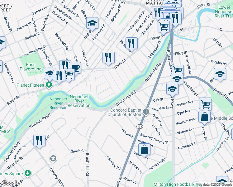 map of restaurants, bars, coffee shops, grocery stores, and more near 70 Osceola Street in Boston