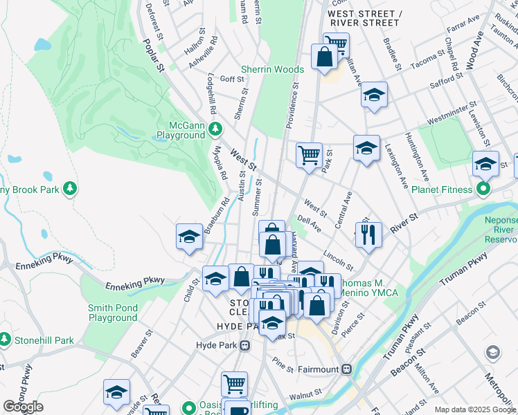 map of restaurants, bars, coffee shops, grocery stores, and more near 109 Summer Street in Boston