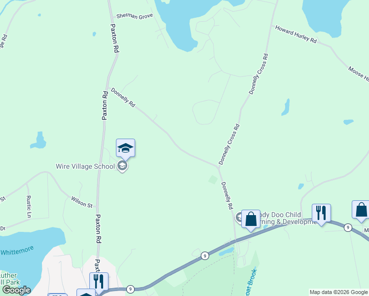 map of restaurants, bars, coffee shops, grocery stores, and more near 50 Donnelly Road in Spencer