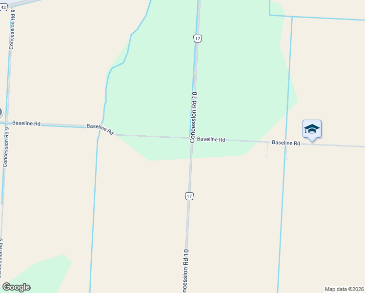 map of restaurants, bars, coffee shops, grocery stores, and more near 7301 Baseline Road in Tecumseh