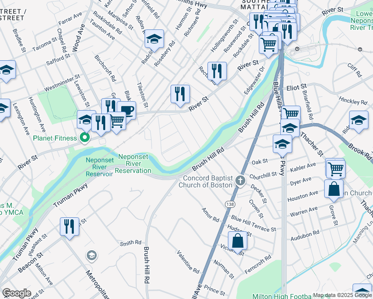 map of restaurants, bars, coffee shops, grocery stores, and more near 70 Osceola Street in Boston