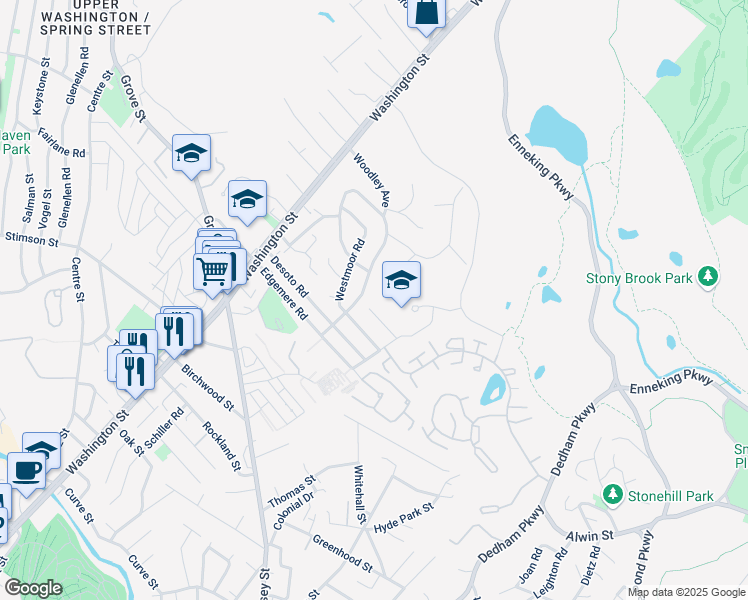 map of restaurants, bars, coffee shops, grocery stores, and more near 2 Fensmere Road in Boston