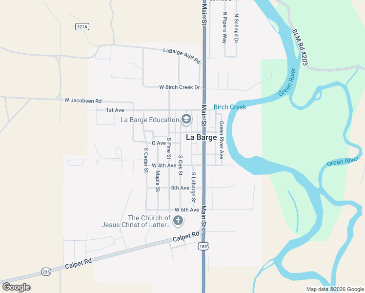 map of restaurants, bars, coffee shops, grocery stores, and more near 104-198 West 3rd Avenue in La Barge