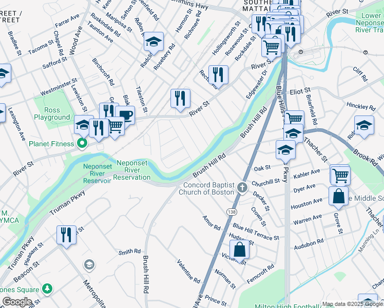 map of restaurants, bars, coffee shops, grocery stores, and more near 70 Osceola Street in Boston