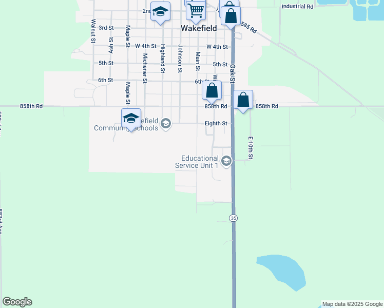 map of restaurants, bars, coffee shops, grocery stores, and more near 807-911 Main Street in Wakefield