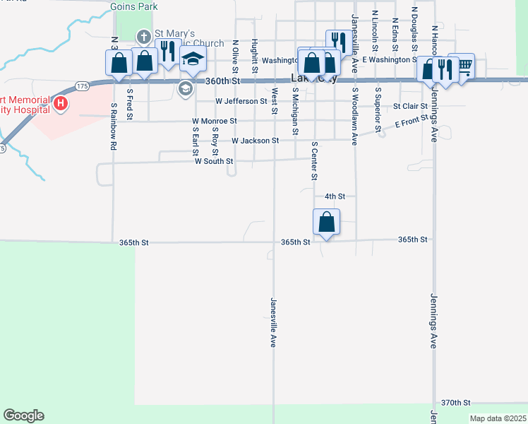 map of restaurants, bars, coffee shops, grocery stores, and more near 607 South West Street in Lake City