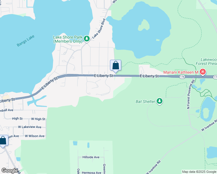 map of restaurants, bars, coffee shops, grocery stores, and more near 270 Crestview Drive in Wauconda