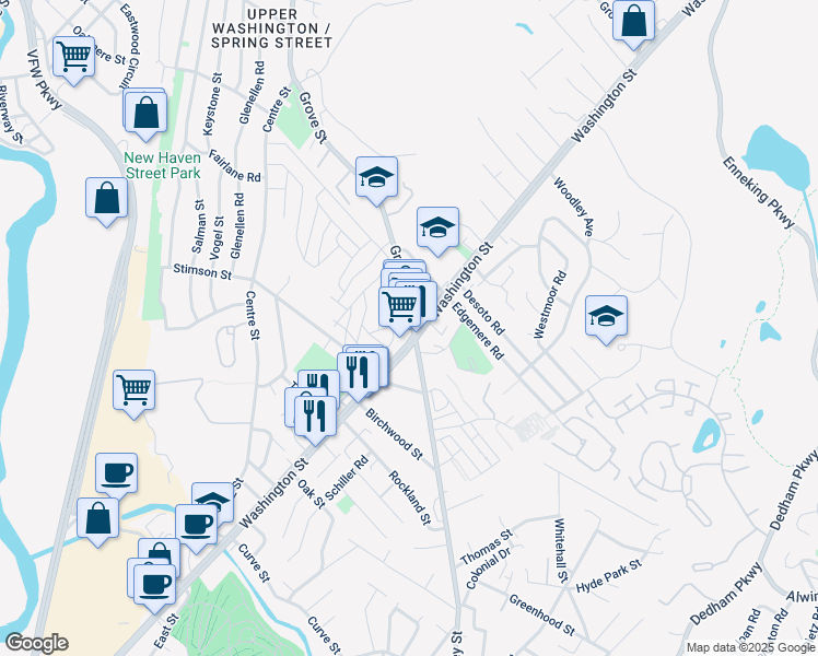 map of restaurants, bars, coffee shops, grocery stores, and more near 237 Grove Street in Boston