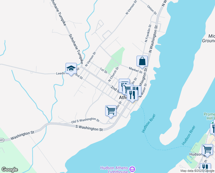 map of restaurants, bars, coffee shops, grocery stores, and more near 51 2nd Street in Athens