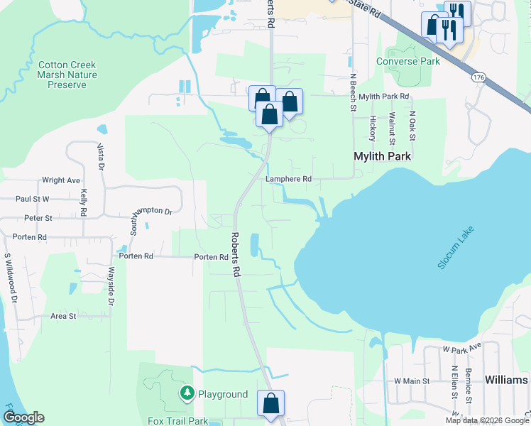 map of restaurants, bars, coffee shops, grocery stores, and more near 4706 Pesz Road in Island Lake