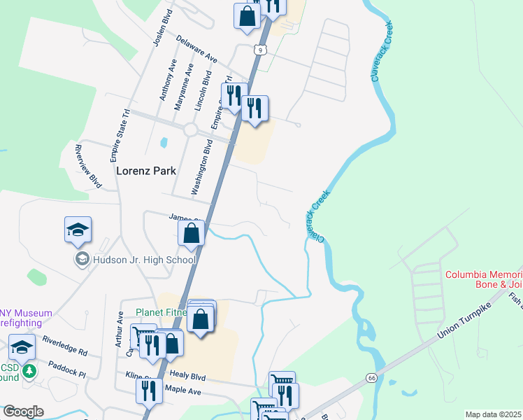map of restaurants, bars, coffee shops, grocery stores, and more near 53 Apple Meadow Road in Lorenz Park