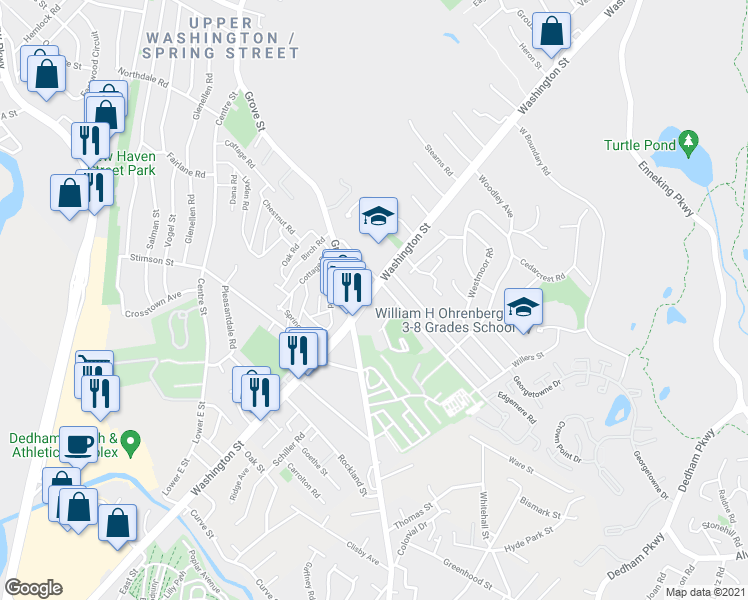 map of restaurants, bars, coffee shops, grocery stores, and more near 514 Washington Street in Boston