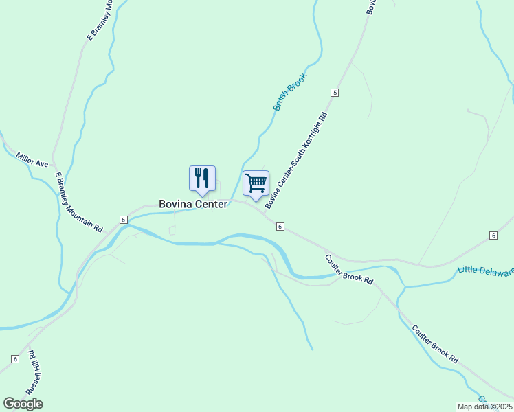 map of restaurants, bars, coffee shops, grocery stores, and more near 1962 County Highway 6 in Bovina Center