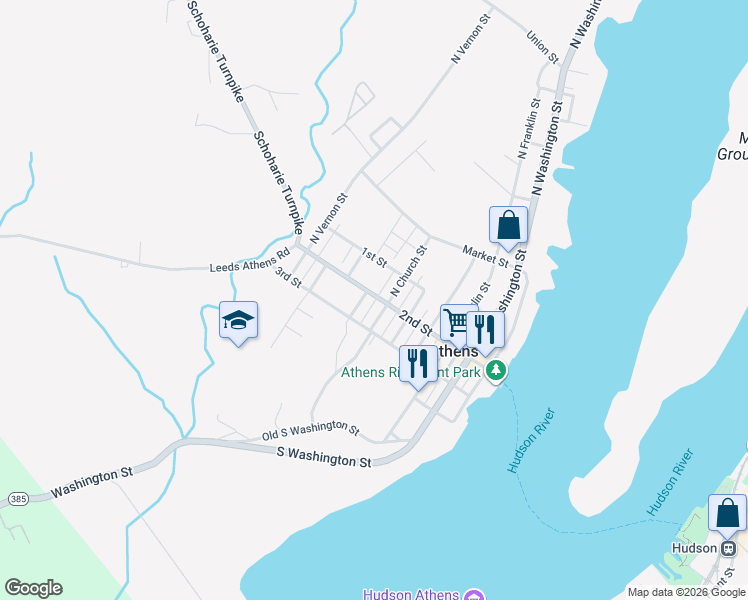 map of restaurants, bars, coffee shops, grocery stores, and more near 59 2nd Street in Athens