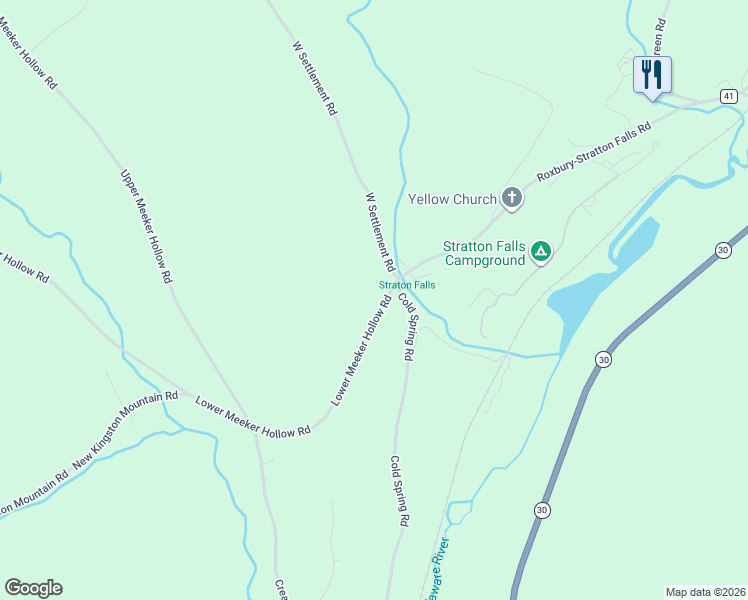 map of restaurants, bars, coffee shops, grocery stores, and more near 1265 Meeker Hollow Rd in Delaware