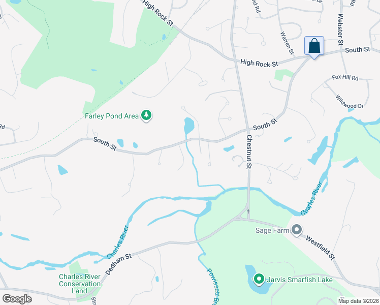 map of restaurants, bars, coffee shops, grocery stores, and more near 898 South Street in Needham