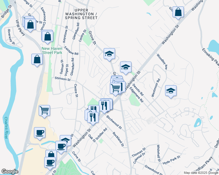 map of restaurants, bars, coffee shops, grocery stores, and more near 27 High Road in Boston
