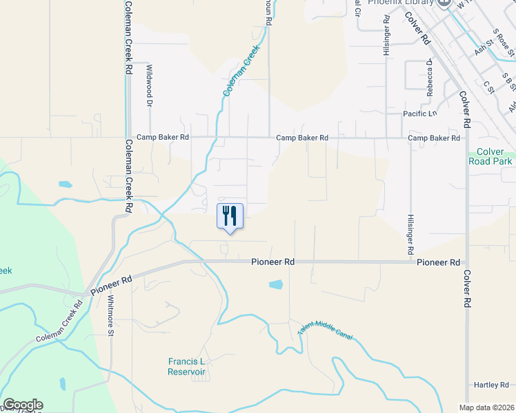 map of restaurants, bars, coffee shops, grocery stores, and more near 4207 Cedar Lane in Medford