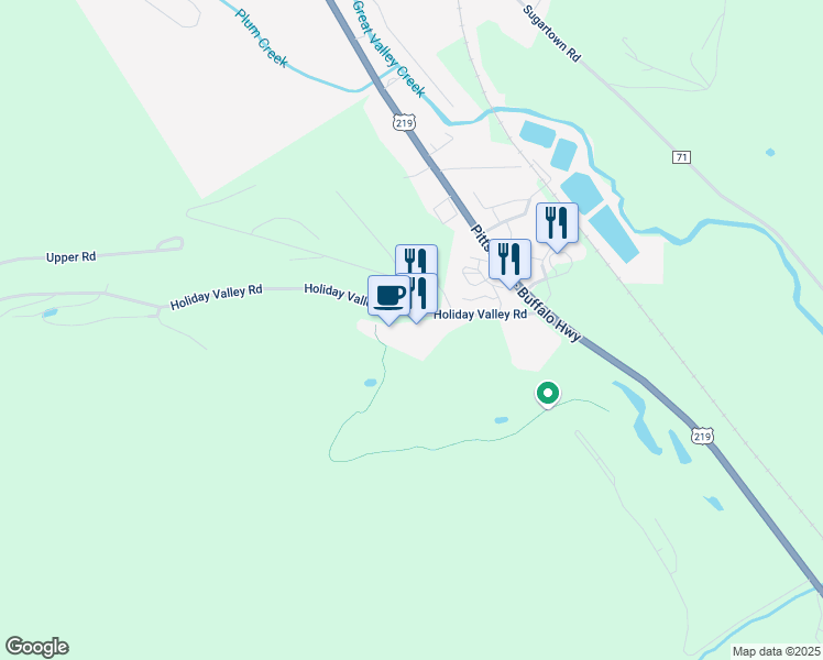 map of restaurants, bars, coffee shops, grocery stores, and more near 6557 Holiday Valley Road in Ellicottville