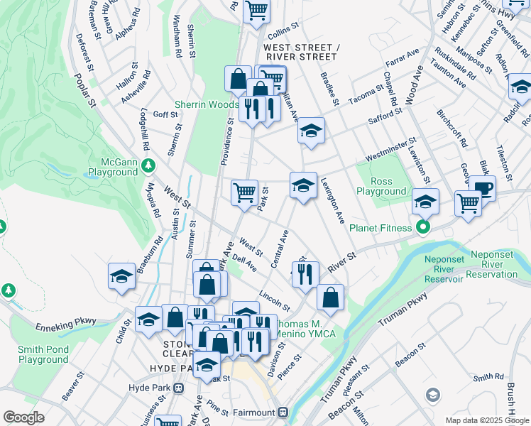 map of restaurants, bars, coffee shops, grocery stores, and more near 126 Arlington Street in Boston
