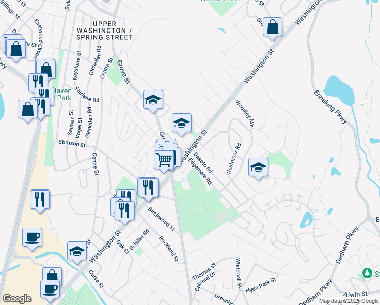 map of restaurants, bars, coffee shops, grocery stores, and more near 514 Washington Street in Boston