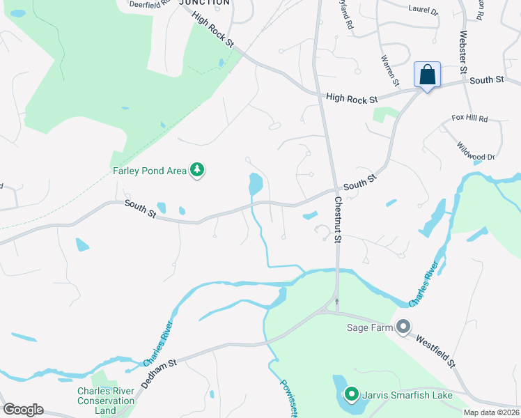 map of restaurants, bars, coffee shops, grocery stores, and more near 898 South Street in Needham