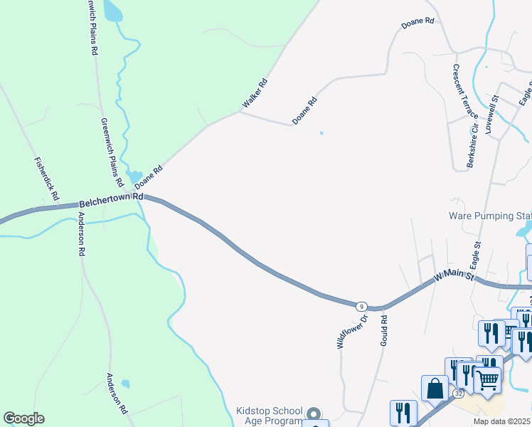 map of restaurants, bars, coffee shops, grocery stores, and more near in Ware