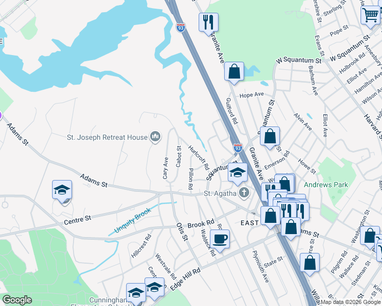 map of restaurants, bars, coffee shops, grocery stores, and more near 64 Pillon Road in Milton