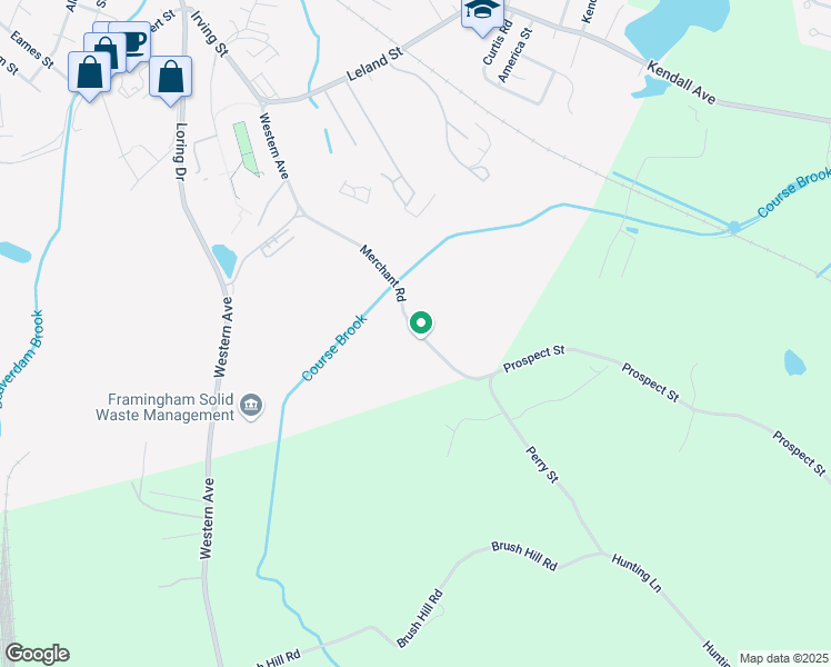 map of restaurants, bars, coffee shops, grocery stores, and more near 65 Merchant Road in Framingham