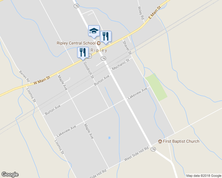 map of restaurants, bars, coffee shops, grocery stores, and more near 49 S State St in Ripley