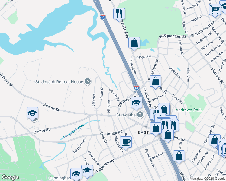 map of restaurants, bars, coffee shops, grocery stores, and more near 23 Hurlcroft Road in Milton