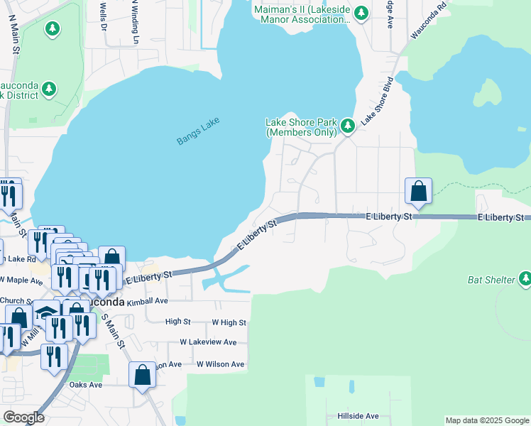 map of restaurants, bars, coffee shops, grocery stores, and more near 330 Sundown Court in Wauconda
