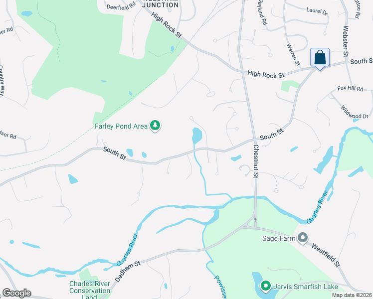 map of restaurants, bars, coffee shops, grocery stores, and more near 957 South Street in Needham